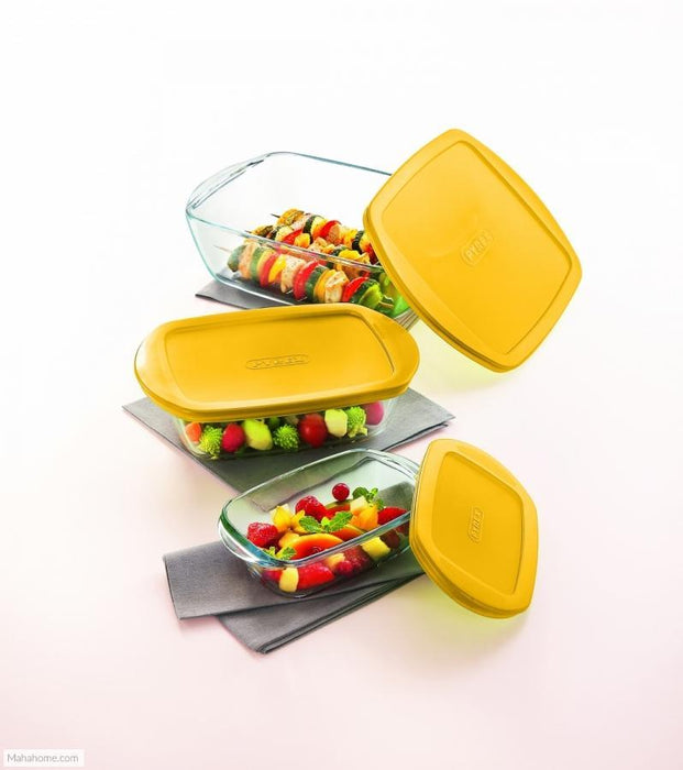 Pyrex 912S913 Set of 3 Cook & Store Glass Storage Set - Assorted colors (0.4 - 1.1 - 2.5 L) - exxab.com