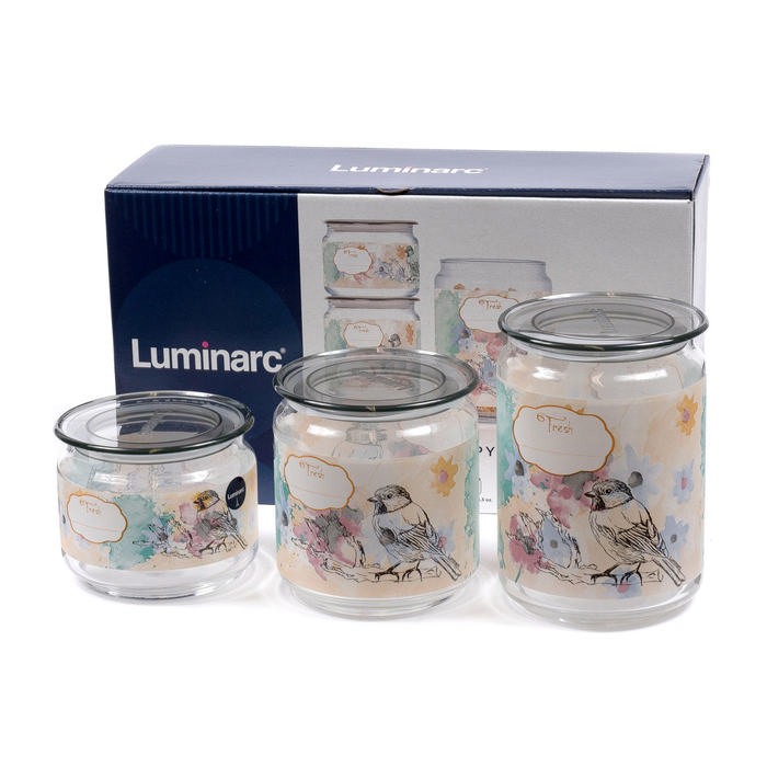 Luminarc Plano Storage Jars Set of 3 Pieces