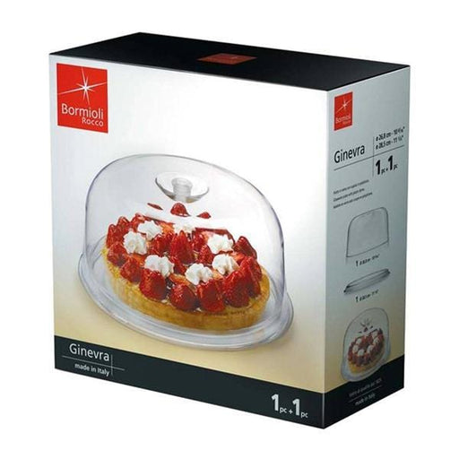 Bormioli Rocco Ginevra Glass Cake Plate with Plastic Dome 29cm - exxab.com
