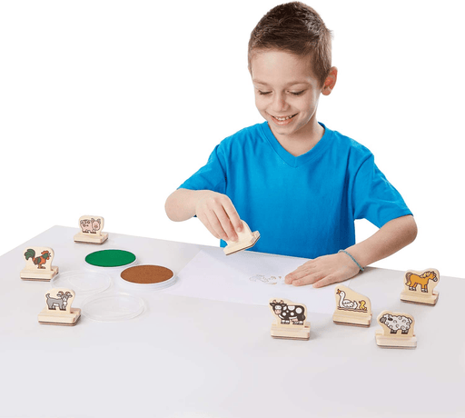 Melissa A Doug 2390 Wooden Stamp set, Farm Animals with ink - exxab.com