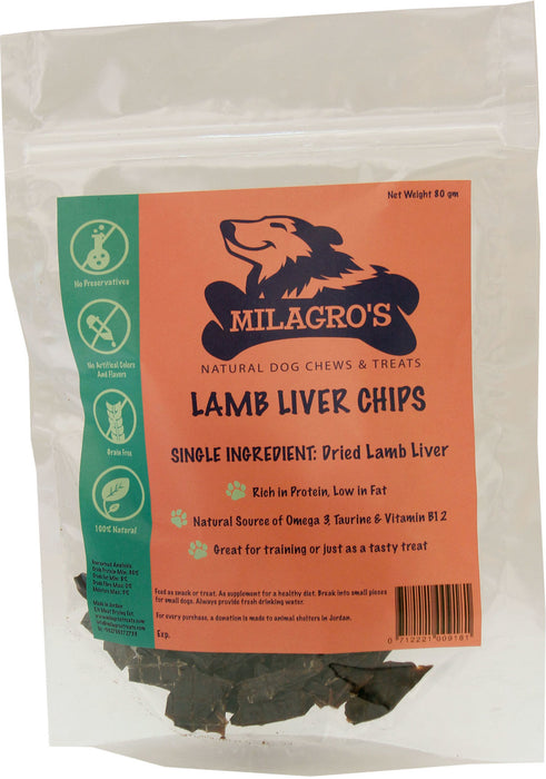 MILAGRO'S Lamb Liver Chips (80 gm) - exxab.com