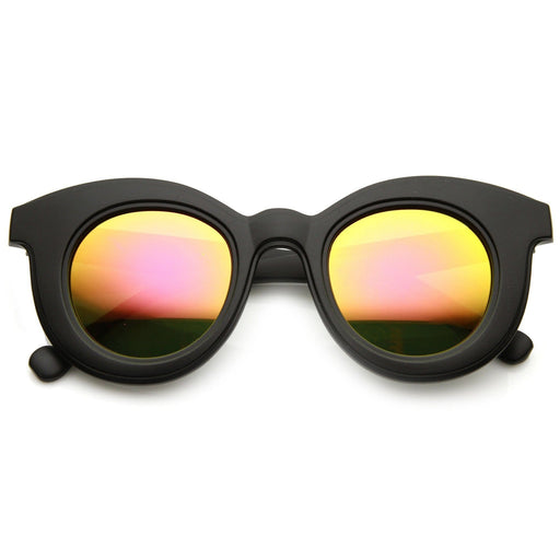 ZeroUV Womens Round Cat Eye Mirrored Lens sunglasses - exxab.com