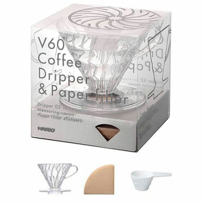 HARIO V60 Plastic Coffee Dripper Transparent 02 Set