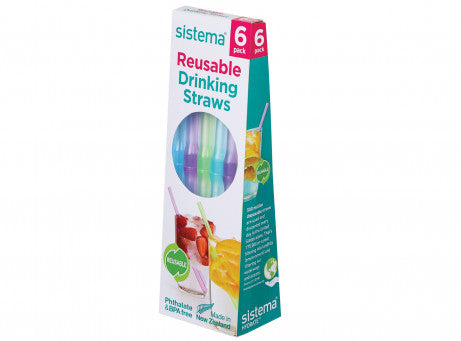 Sistema 21411 Reusable Drinking Straws 6 Pack - exxab.com