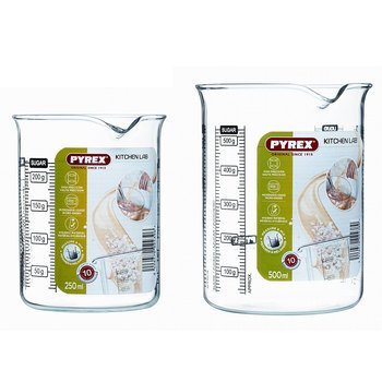 Pyrex 912S574 Kitchen Lab Measure And Mix Beaker set of 2 Pcs (0.25, 0.50L) - exxab.com