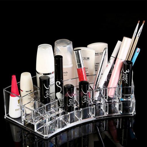 Acrylic Makeup Lipstick Curve Organizer Storage Container exxab.com
