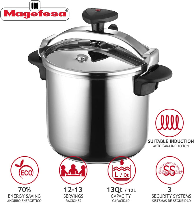 Magefesa Stainless Steel Pressure Cooker Star 12 Liter