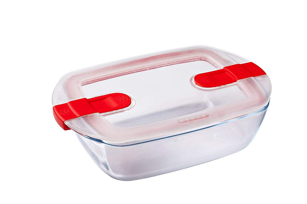 Pyrex glassware, cook & heat rectangleglass container with steam valve lid - exxab.com