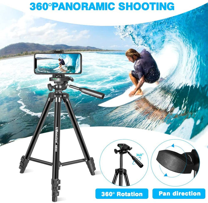 Phone Tripod with Carry Bag & Cell Phone Mount Holder for Live Streaming 60”