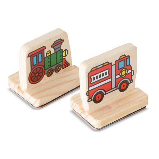 Melissa A Doug 2391 Wooden Stamp set with 8 of vehicle stamps - exxab.com