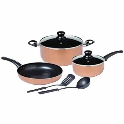 Pyrex Family Touch Aluminum 7 pieces cooking set, Gold exxab.com
