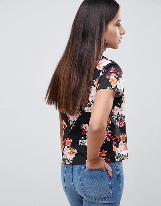 Flowered T-shirt for women, in floral print - exxab.com