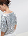 Silver sequin square t-shirt round neck - exxab.com