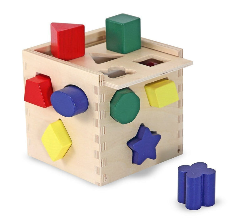 Melissa A Doug 575 Shape Sorting Cube Wooden Toy with 12 pcs - exxab.com
