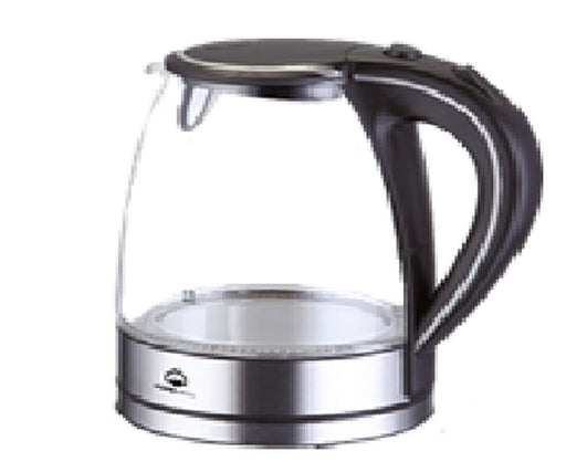 Home Electric KK-580 Glass Water Kettle 2200W 1.7L Black & Silver - exxab.com