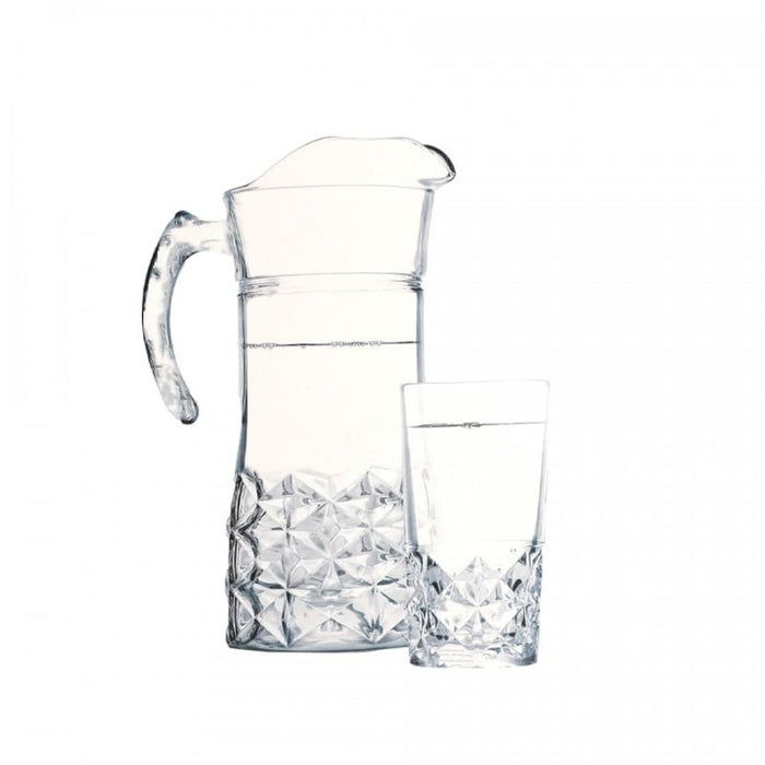 Luminarc 0480 Sancy Water Set, 7 Pcs (Jug 1.6L + 6 cups 340ml )