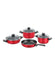 Korkmaz A1349 Ornella Red Cookware Sets 7 Pcs - exxab.com