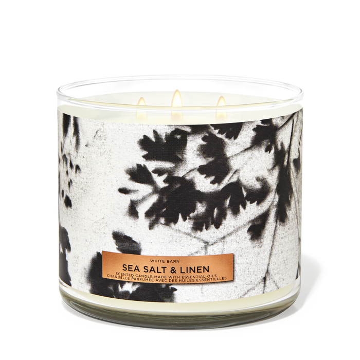 Bath & Body Works Sea Salt & Linen 3-Wick Scented Candle