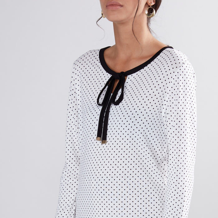 Women's Polka Dots Printed Top with Long Sleeves exxab.com