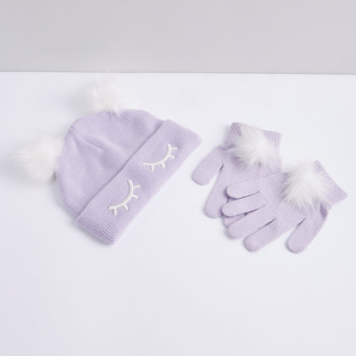 Stylish Winter Textured Hat with Gloves 1-2 Y exxab.com