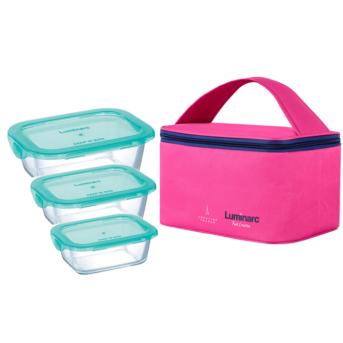Luminarc Keep N' Box Set Of 3 Storage Set With Free Lunch Bag - exxab.com