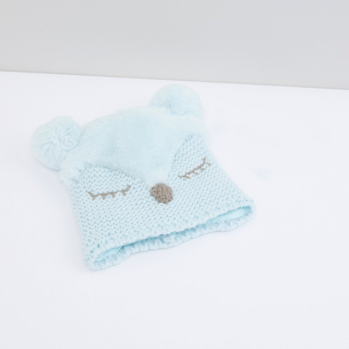 Baby's Blue Winter Textured Hat 0-6 M exxab.com