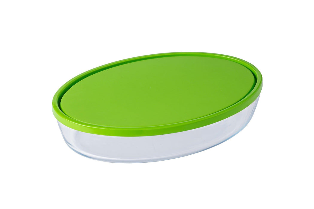 Pyrex 346P002 Oval cook & store glass with green lid - exxab.com
