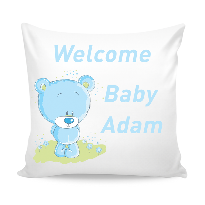 Welcome Baby Blue Cartoon Design Cushion exxab.com