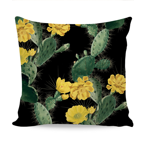 Home Decor Cushion With Yellow Flowers Cactus Design exxab.com