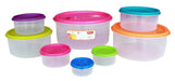 Princeware food storage containers with colored lids, set of 8 pcs - exxab.com