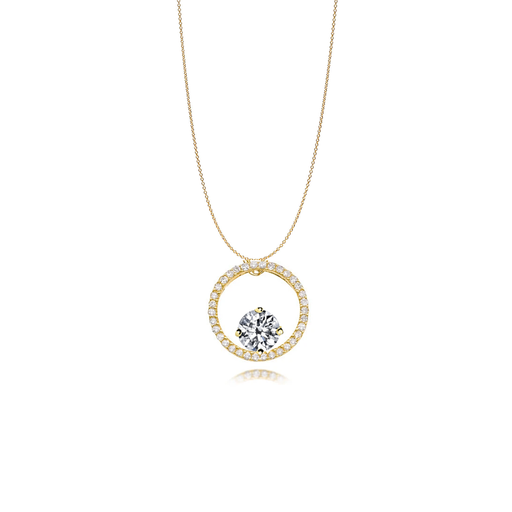 Woman's Gold Circle Diamond Necklace exxab.com