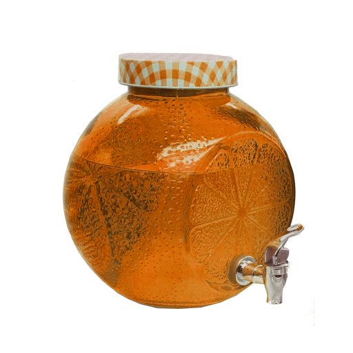 Glass water dispenser with tap in orange shape 5L - exxab.com