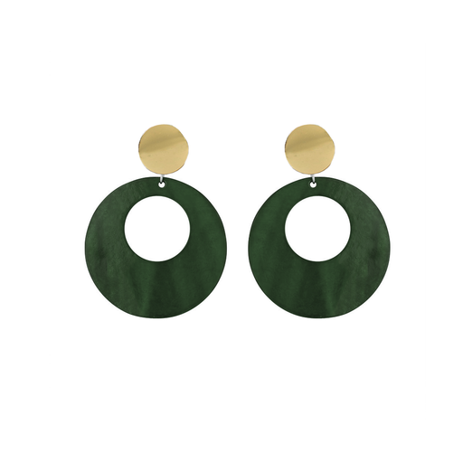 Green & Gold Round Shell Earrings exxab.com