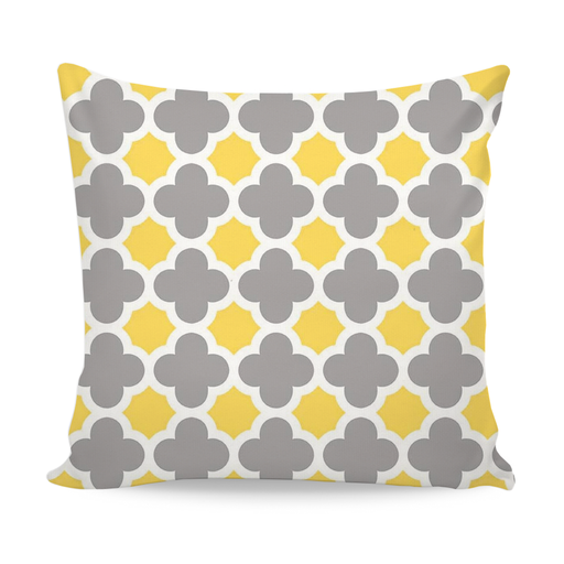 Home Decor Cushion With Yellow Quatrefoil Design exxab.com