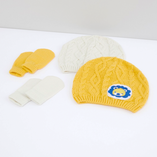Baby's Winter Textured Hat with Mittens Set of 2 exxab.com
