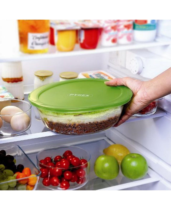 Pyrex Round cook & store glass with green lid - exxab.com