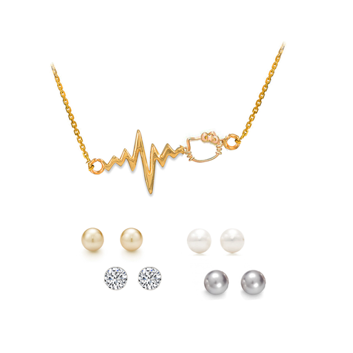 Woman's Pulse Necklace & Earrings Set exxab.com