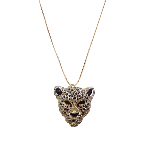 Women's Lion Face Necklace With Black Background exxab.com