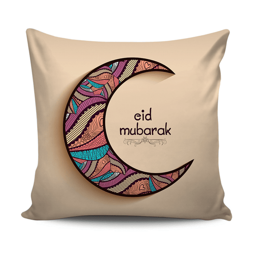 Eid Mubarak cushion decorative with colorful moon pattern - exxab.com