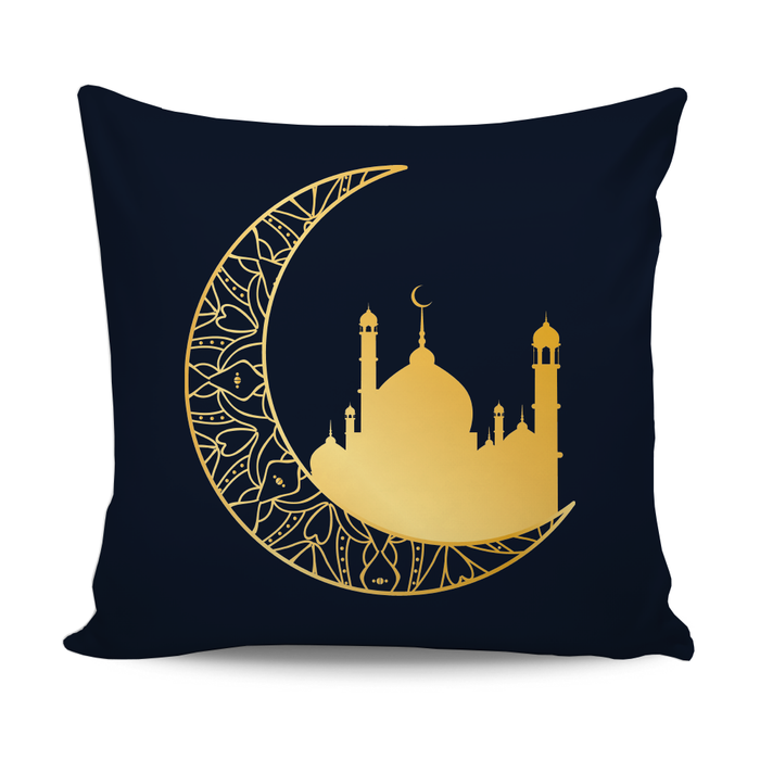Ramadan Decoration Cushion with Gold Mosque Design
