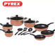 Pyrex ARS03M9 Family Touch Aluminum 15 Piece Cooking Set, Gold exxab.com