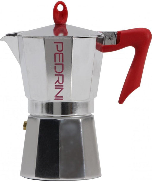 Pedrini 9081-0 Coffee Maker  POLISHED ALUMI. Pakalite Red Handle - Safety Valve - exxab.com