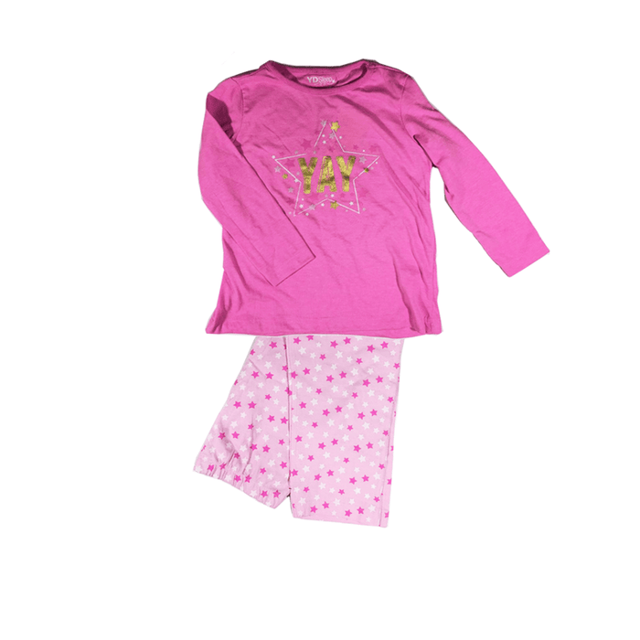 2Pc Kids "Yay"  Pajamas one size for girls. - exxab.com