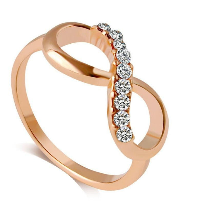 iMucci New Design Alloy Crystal Ring Gold Color Infinity Ring jewelry for women - exxab.com