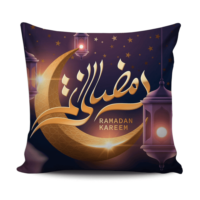 Ramadan decoration cushion with purple & gold design - exxab.com