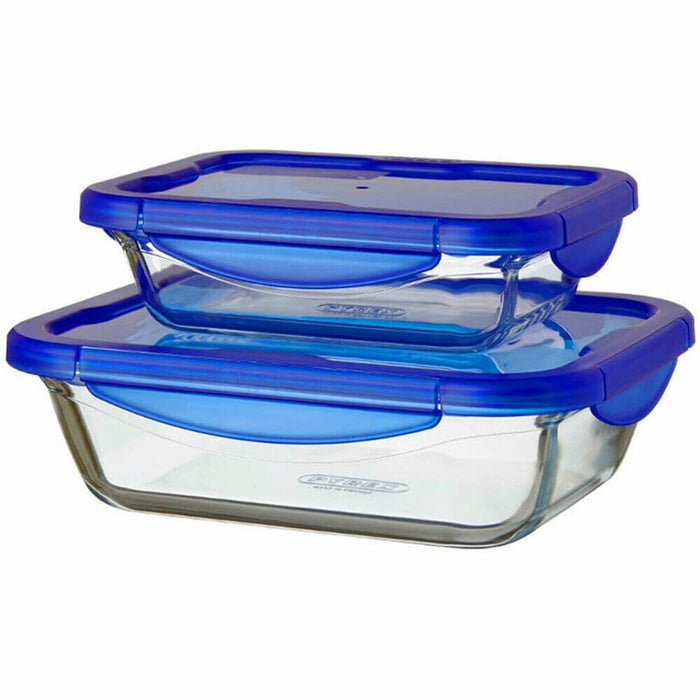 Pyrex 912S904 Cook & Go 2 Rectangular Glass Dishes with Plastic Lid