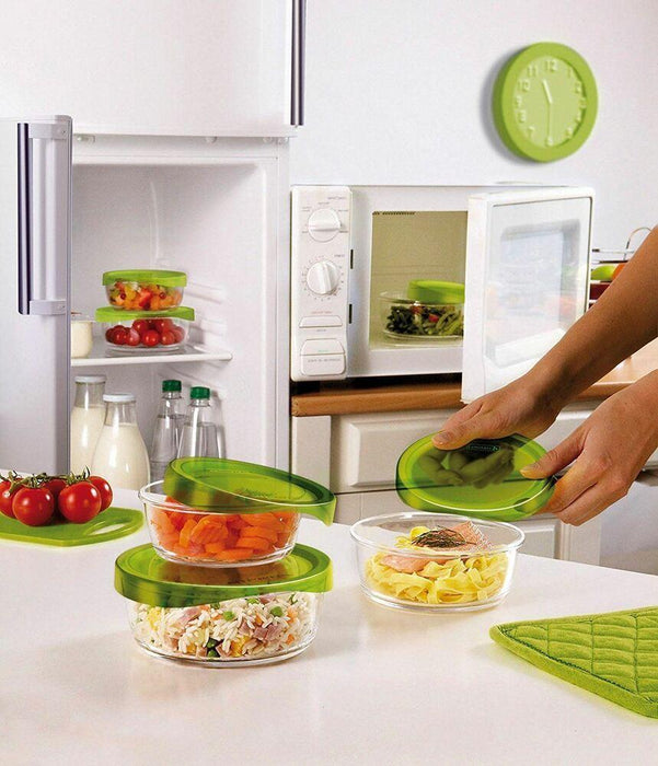 Luminarc N0018 Set of 3 Round cook & store glass with green lid - exxab.com