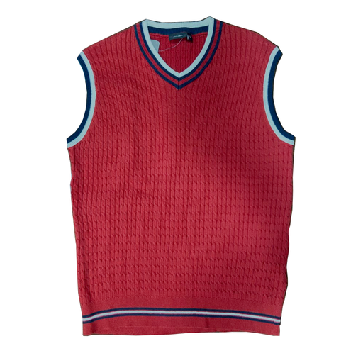 Men's Textured Sweater Vest with V Neck exxab.com