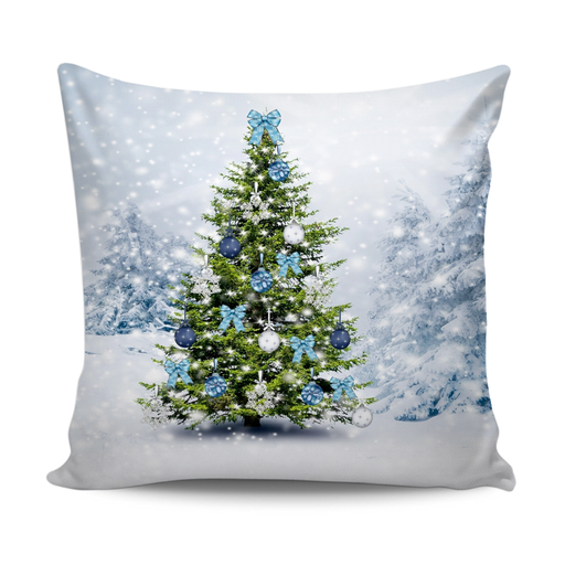 Home Decor Cushion With Blue Snow Tree Print - exxab.com