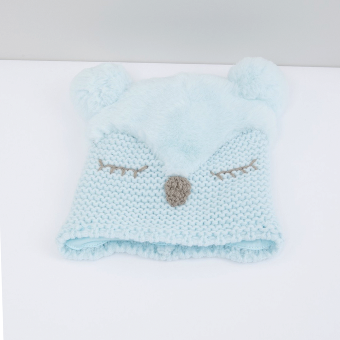 Baby's Blue Winter Textured Hat 0-6 M exxab.com